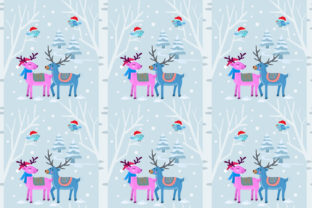 Christmas Deer in Winter Background Patterns