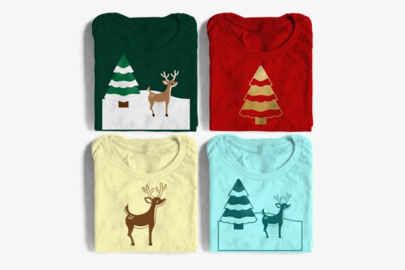 Christmas Deer with Snowy Tree Crafts Graphic