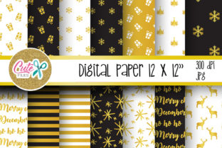 Christmas Gold and Black Digital Paper