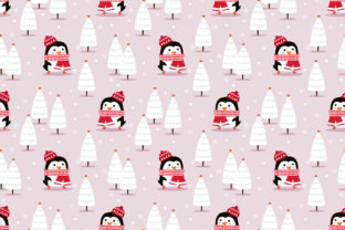 Cute Penguin in Christmas Season Seamless Patterns