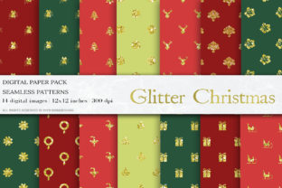 Gold Glitter Christmas Digital Papers Patterns