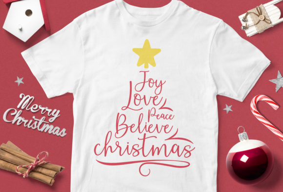Joy Love Peace Believe Christmas T-Shirt Designs
