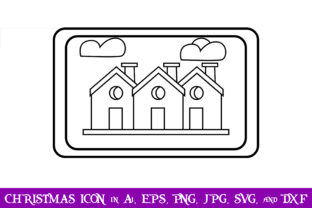 Outline of Houses Christmas Icon for Digital Sellers